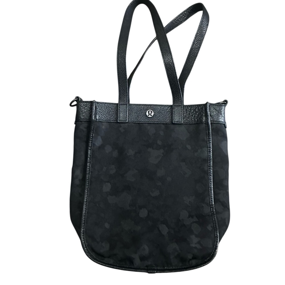 Lululemon Black Camo Tote Bag Shoulder Bag Leather Trim Athleisure